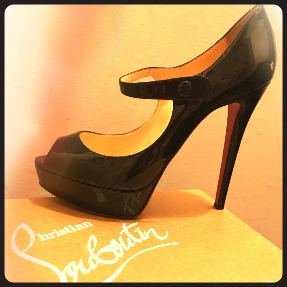 Christian Louboutin Black Patent Leather Peep Toe